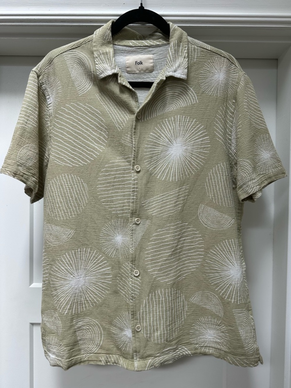 FOLK short sleeve button down shirt 100% cotton size Large